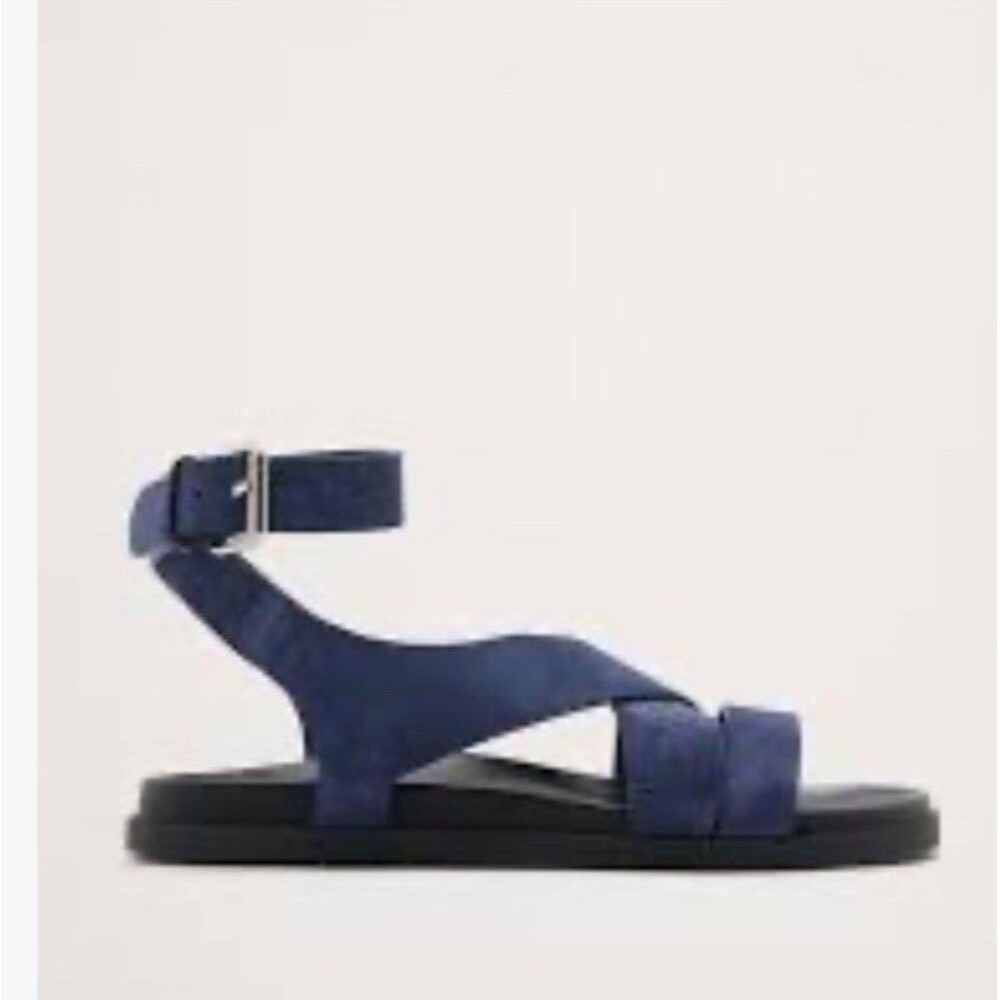 banana republic Italian Suede Ankle Strap Sandals Navy Size 8 $200